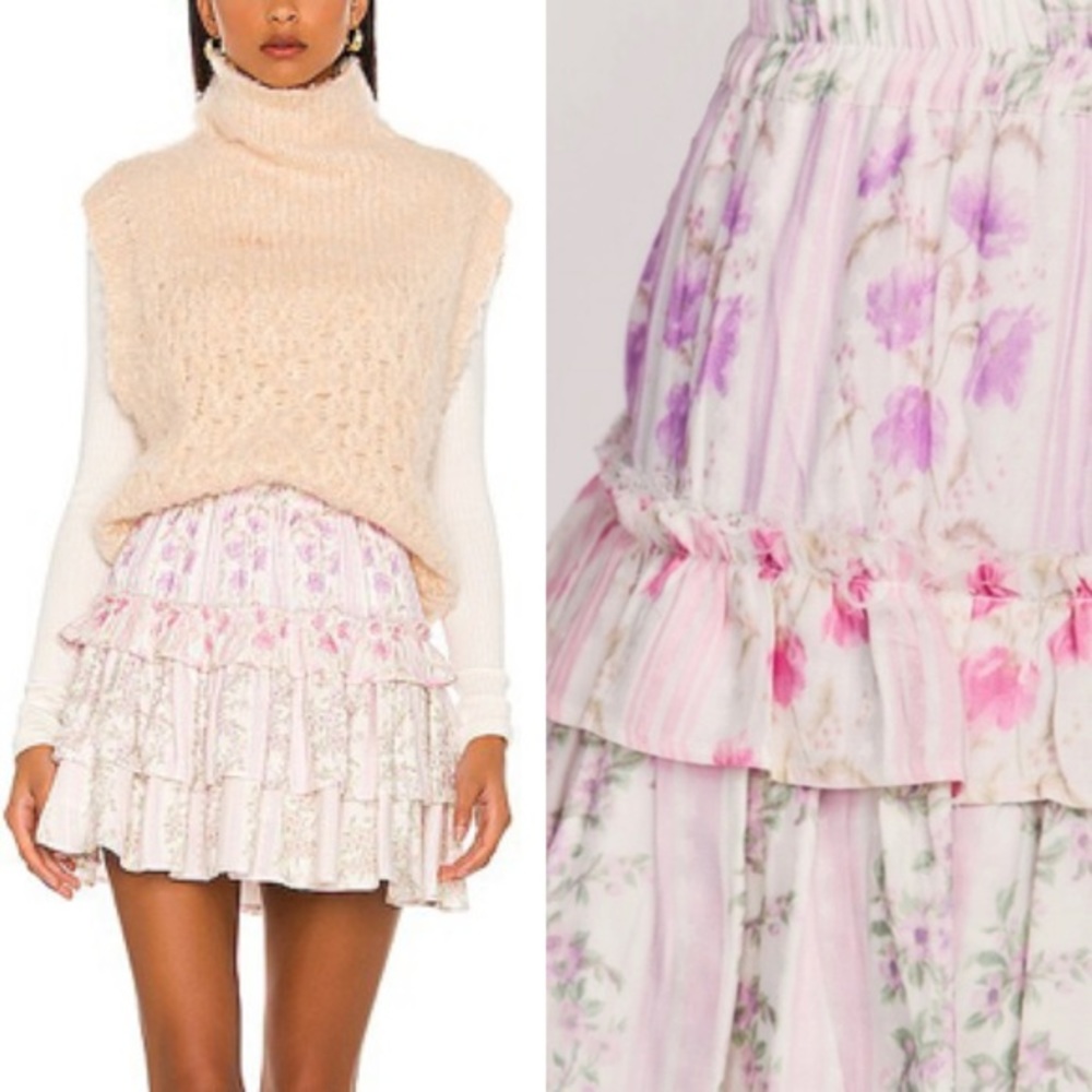 LoveShackFancy Corbett Skirt in Pastel Clouds